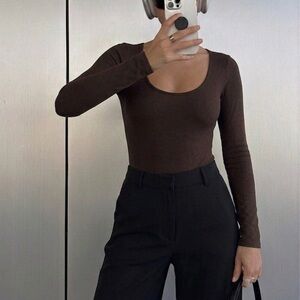 Chocolate Brown Long Sleeve Bodysuit